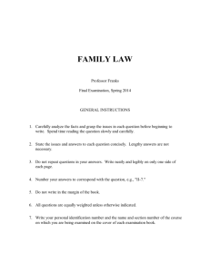 2014 Louisiana Family Law Final Examination