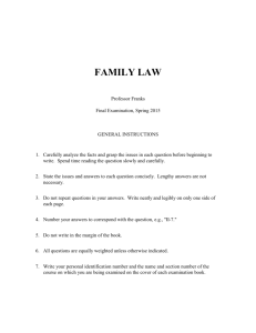 2015 Louisiana Family Law Final Examination