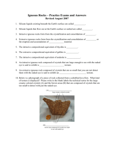 Igneous Rocks – Practice Exams and Answers