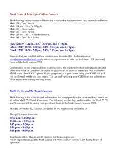 Final Exam Schedule for Online Courses Sat. 12/15 9