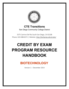 Credit by Exam Handbook for Biotechnology