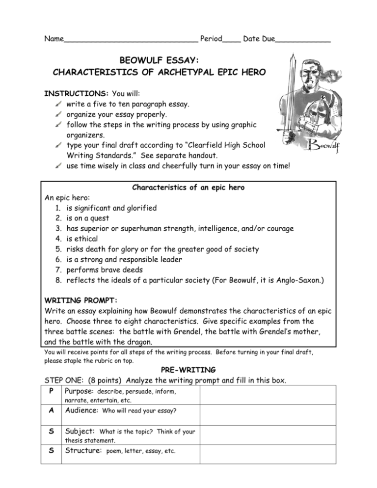 beowulf essay characteristics of archetypal epic hero