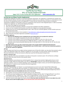 Cal Poly San Luis Obispo 2015 -16 Transfer Supplemental Guide