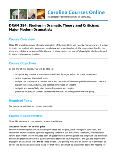 DRAM 284: Studies in Dramatic Theory and Criticism: Major Modern