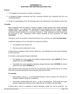 Electrolytes and Non-Electrolytes