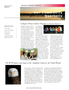 Our Community Quarterly - Women's Debate Institute