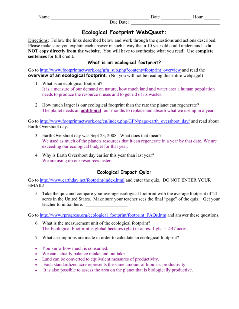 Human Footprint Worksheet Answers | Newatvs.Info