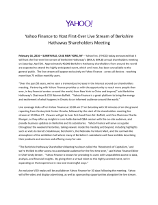 Yahoo Finance to Host First-Ever Live Stream of Berkshire