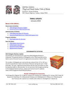 Tribal Update - Central Council Tlingit Haida Indian Tribes of Alaska