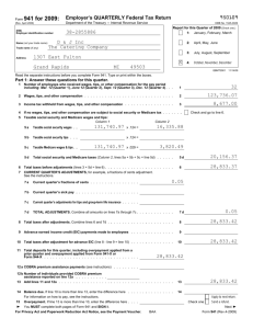 Form 941 for 2009: Employer's QUARTERLY Federal Tax Return