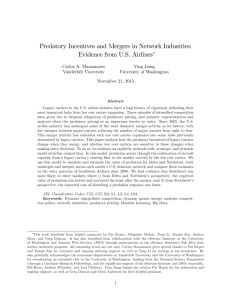 Predatory Incentives and Mergers in Network Industries: Evidence