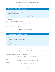 Section 9.2 The Dot Product
