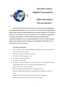 Mycroft Notes – 2 Robert Browning – My Last Duchess