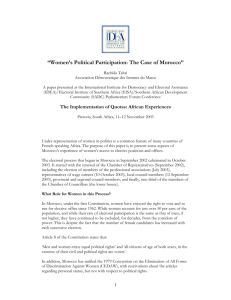 “Women's Political Participation: The Case of Morocco”