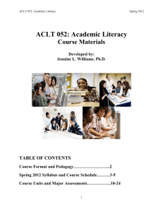 ACLT 052: Academic Literacy
