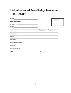 Dehydration of 2-methylcyclohexanol Lab Report