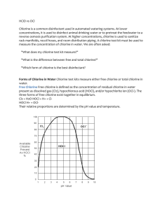 HClO vs OCl Chlorine is a common disinfectant used in automated