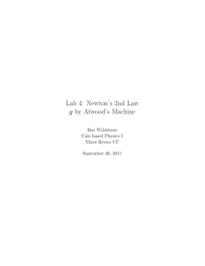 Lab 4: Newton's 2nd Law g by Atwood's Machine