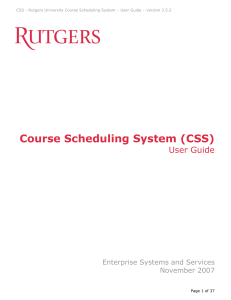 Course Scheduling System (CSS) - Rutgers University