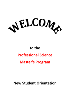 Orientation Packet - Professional Science Master's Program