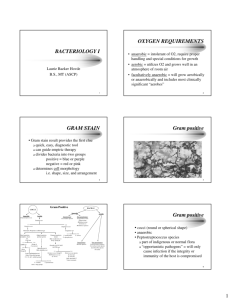 BACTERIOLOGY I OXYGEN REQUIREMENTS GRAM STAIN Gram