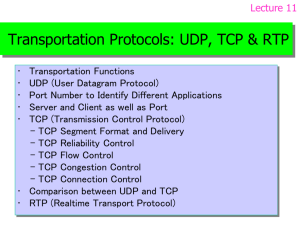 Transportation Protocols: UDP, TCP & RTP