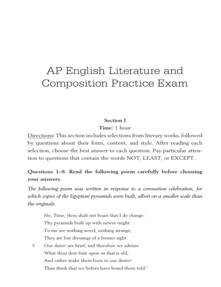 AP English Literature and Composition Practice Exam