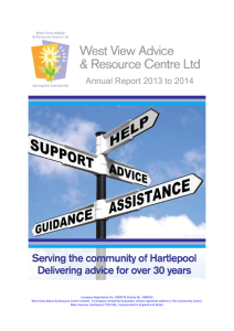 Annual Report 2013 to 2014 - West View Advice and Resource Centre