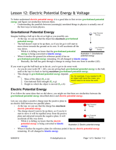 Lesson 12: Electric Potential Energy & Voltage
