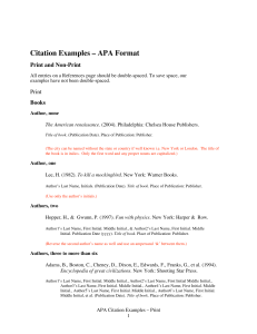 Citation Examples – APA Format