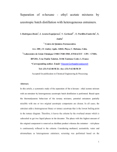 Separation of n-hexane - ethyl acetate mixtures by azeotropic batch