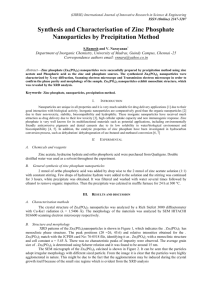 Synthesis and Characterisation of Zinc Phosphate Nanoparticles by