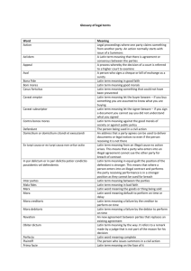 Glossary of legal terms Word Meaning Action Legal proceedings