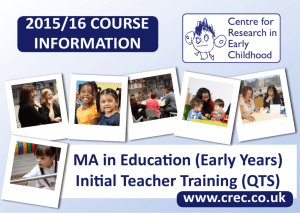 MA in Education (Early Years) Initial Teacher Training (QTS)