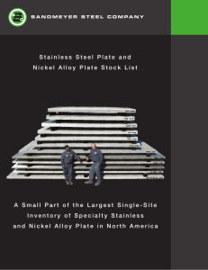 Stainless Steel Plate and Nickel Alloy Plate Stock List A Small Part