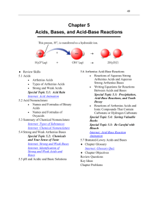 Chapter 5 Acids, Bases, and Acid-Base Reactions