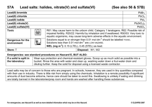 Hazcards® - 057A Lead salts: halides, nitrate(V) and sulfate(VI)