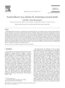 Faunal indicator taxa selection for monitoring ecosystem health