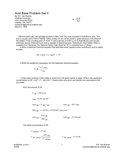 Acid Base Problem Set II - Science Division of Widener University