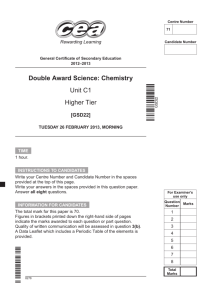 Double Award Science: Chemistry Unit C1 Higher Tier