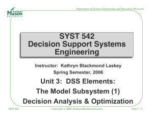 Unit 3: DSS Elements: The Model Subsystem (1)