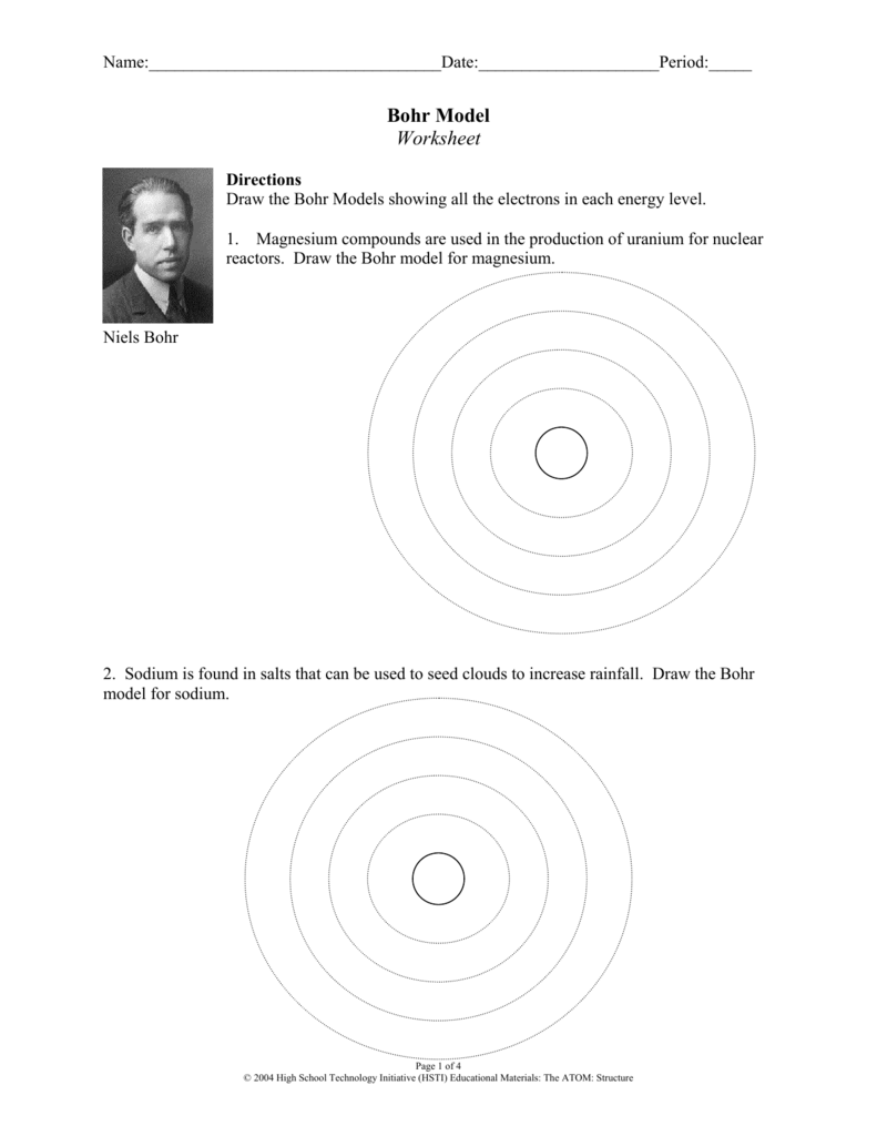 bohr atomic models worksheet