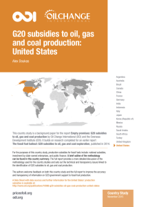 G20 subsidies to oil, gas and coal production
