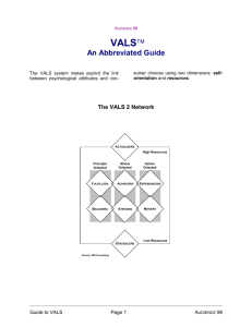 VALS - An Abbreviated Guide
