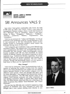 SRI Announces VALS 2