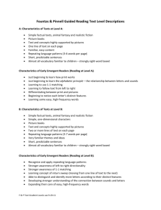 Fountas & Pinnell Guided Reading Text Level Descriptions