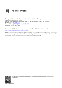 The Agent-Structure Problem in International Relations Theory