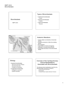 Bronchiectasis Types of Bronchiectasis Anatomic Alterations