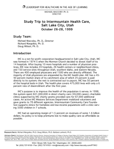 Appendix 6: Report on Study Trip to InterMountain Health Care