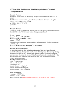 KEY for Unit 8 - Heat and Work in Physical and Chemical